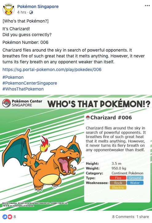 Oficjalny fanpage Pokémon na Facebooku stwierdził, że Charizard to Pokémon ziemny...2