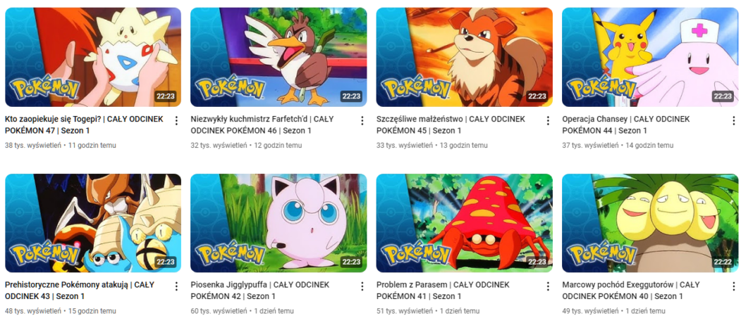 Kolejne odcinki anime pokemon z polskim dubbingiem w pokemon TV